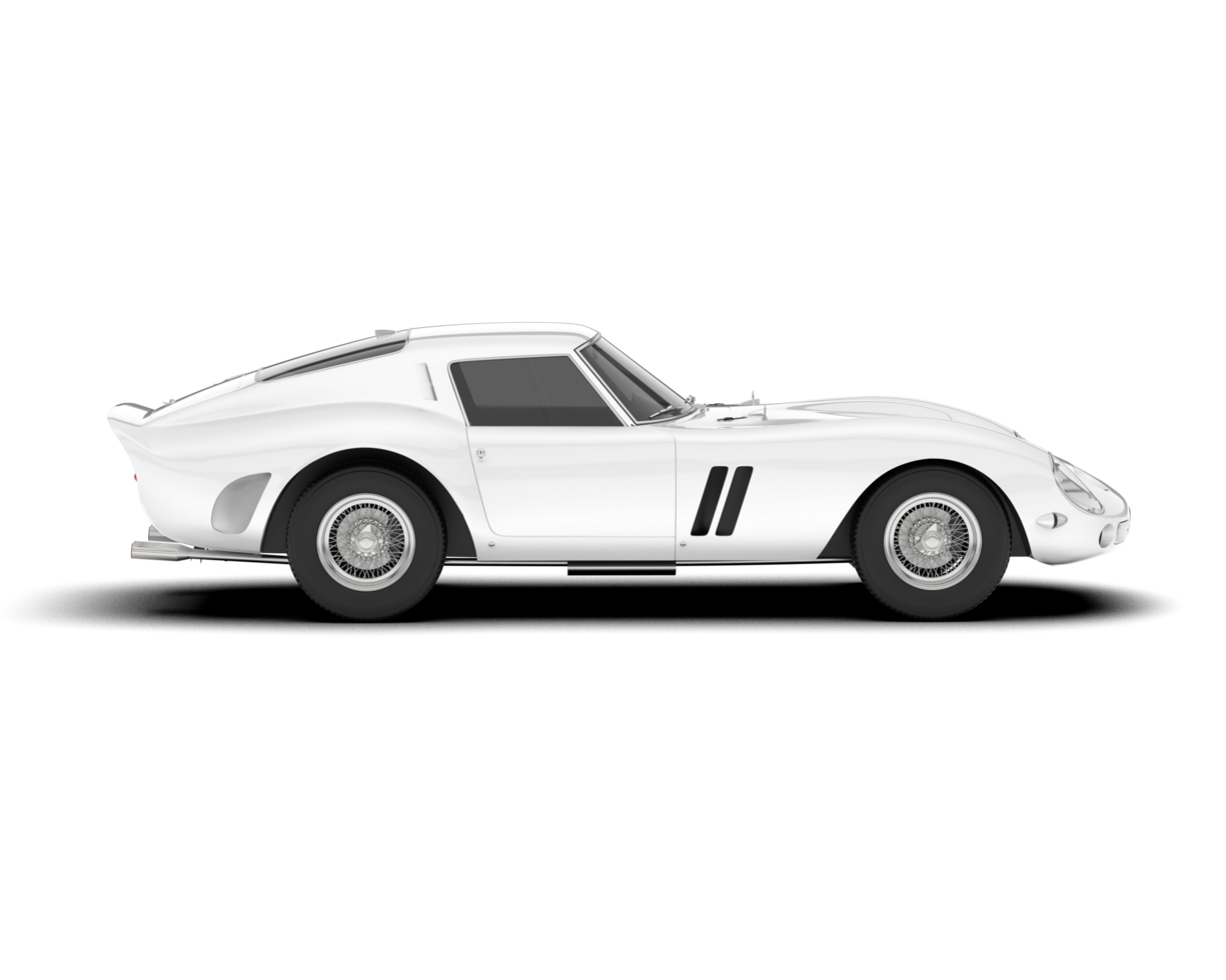 White sport car on transparent background. 3d rendering - illustration png