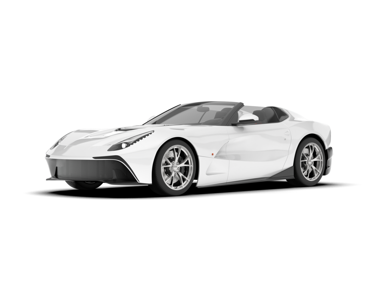 White sport car on transparent background. 3d rendering - illustration png
