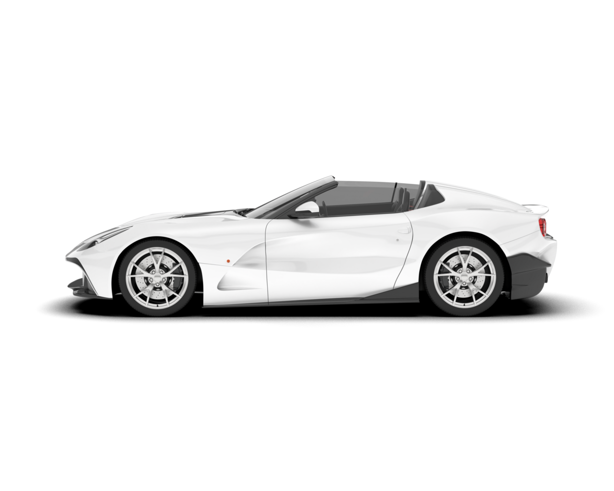 White sport car on transparent background. 3d rendering - illustration png