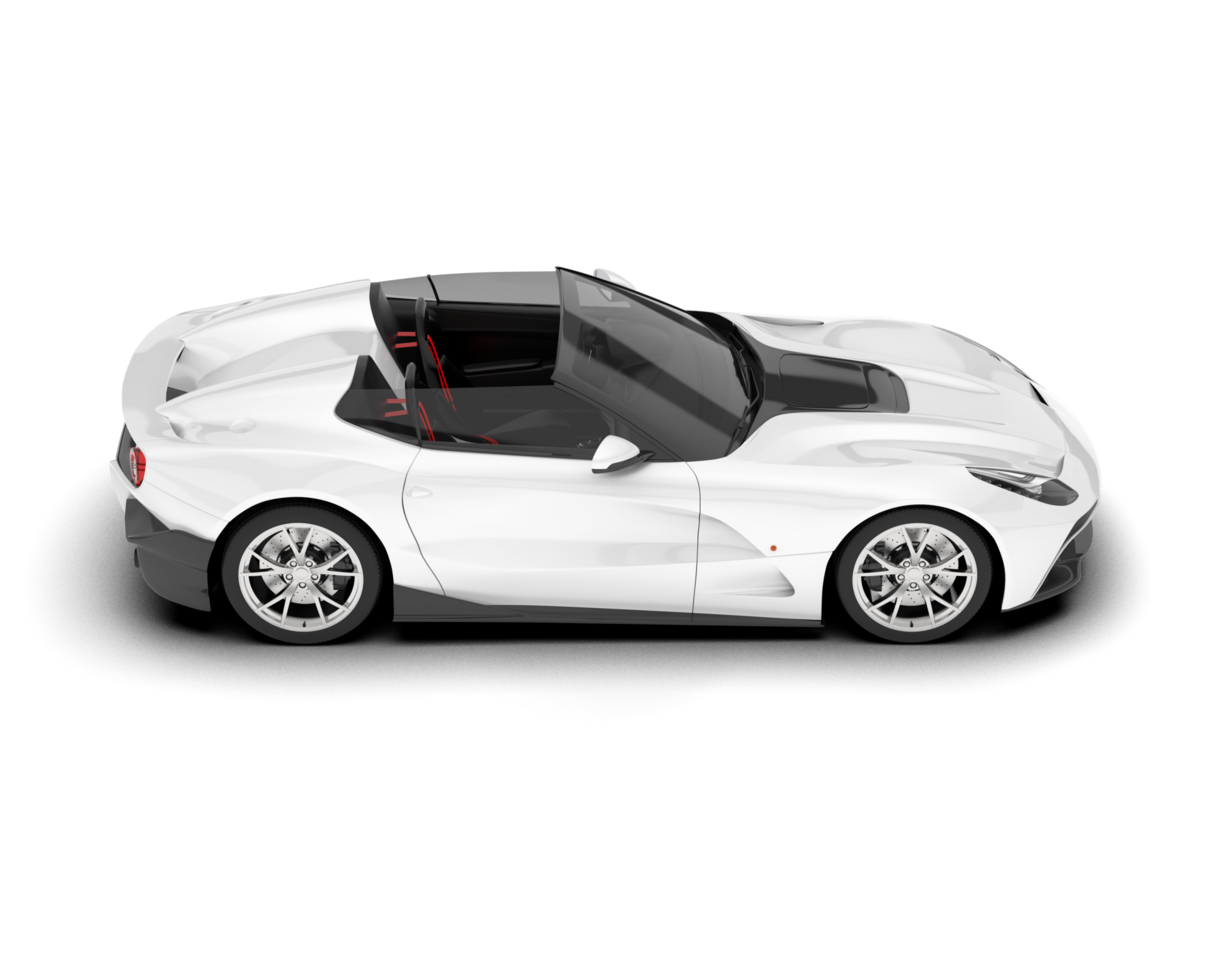 White sport car on transparent background. 3d rendering - illustration png