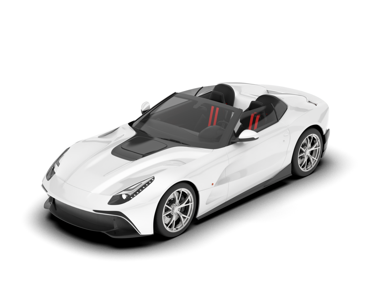 White sport car on transparent background. 3d rendering - illustration png