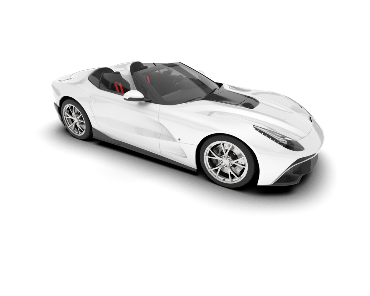 White sport car on transparent background. 3d rendering - illustration png