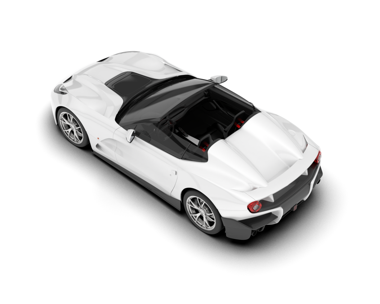 White sport car on transparent background. 3d rendering - illustration png