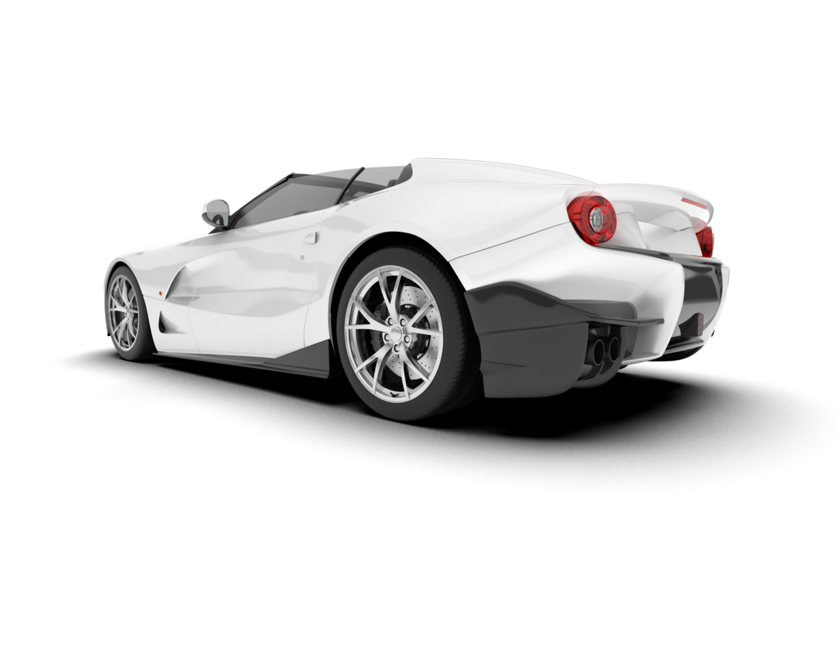 White sport car on transparent background. 3d rendering - illustration png