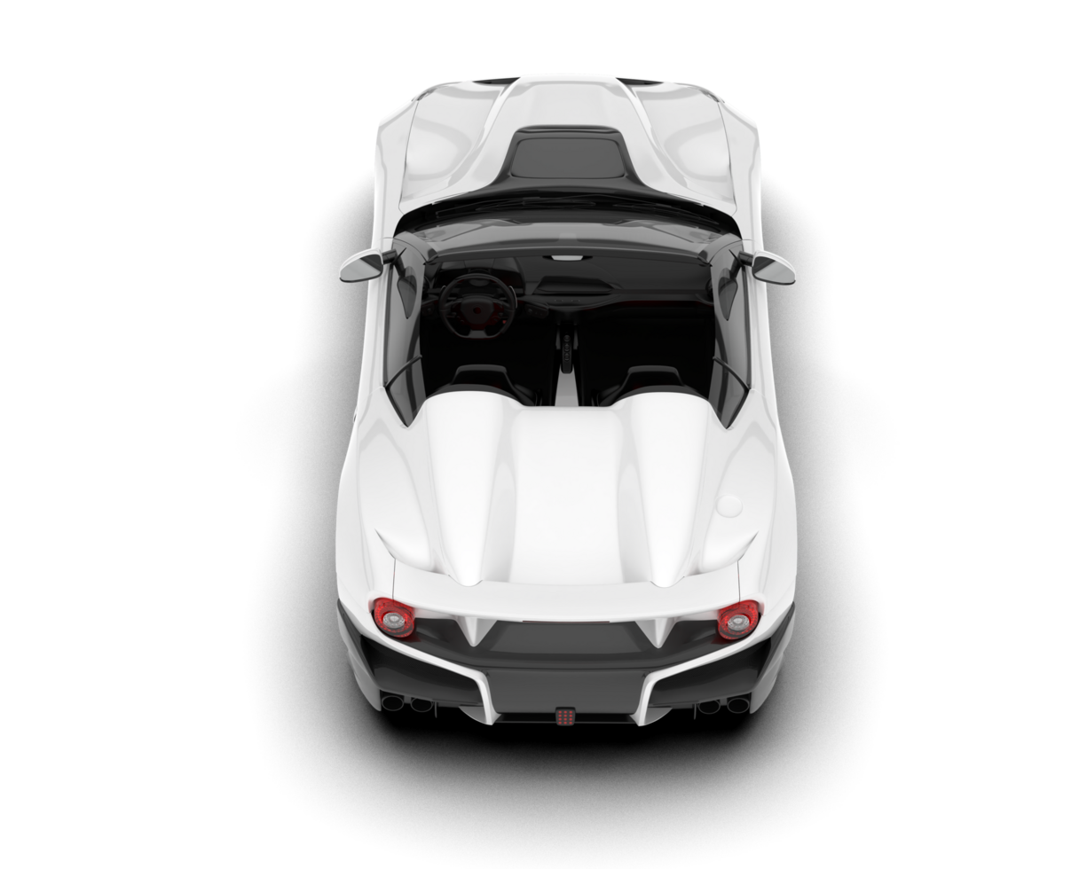 White sport car on transparent background. 3d rendering - illustration png