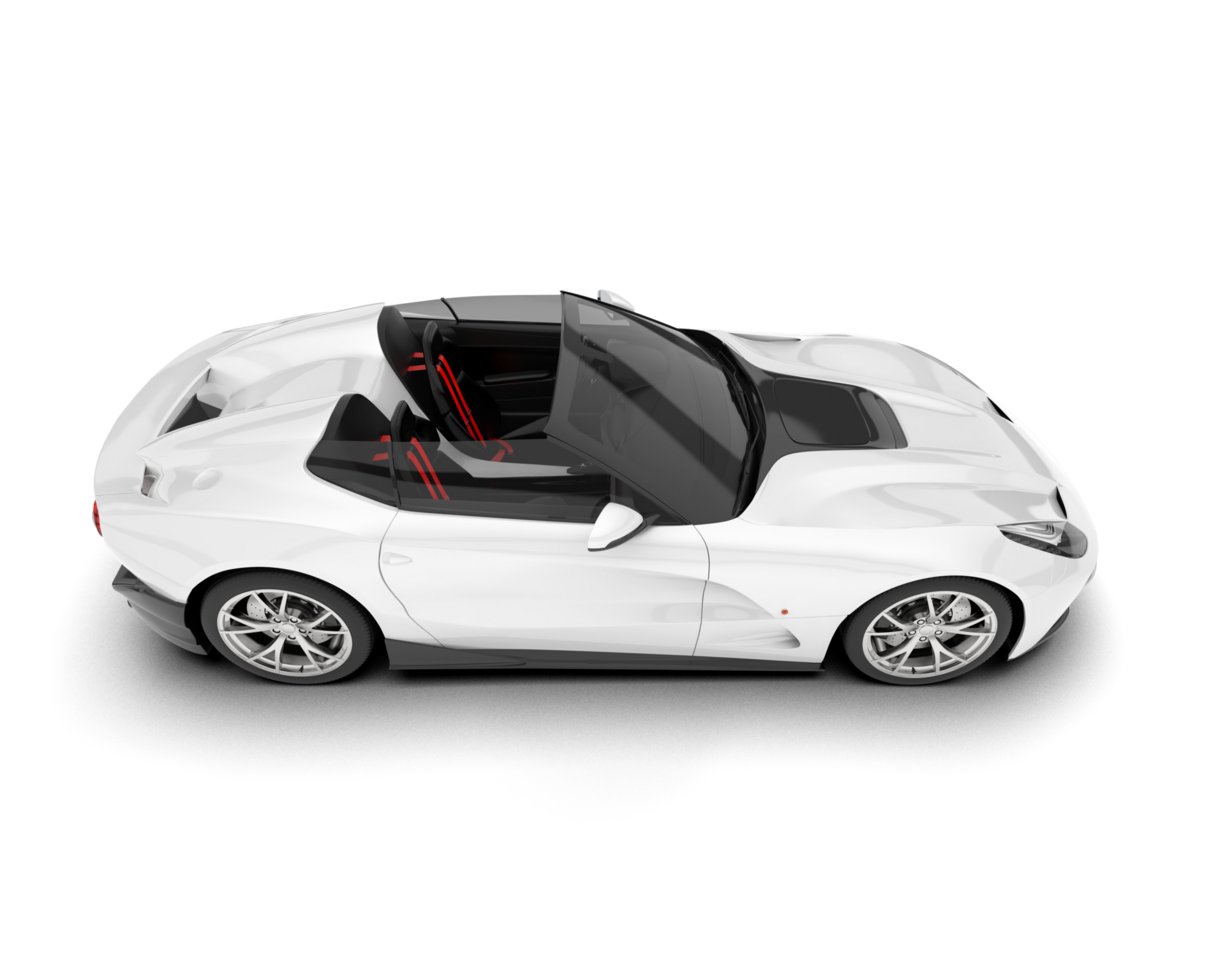 White sport car on transparent background. 3d rendering - illustration png