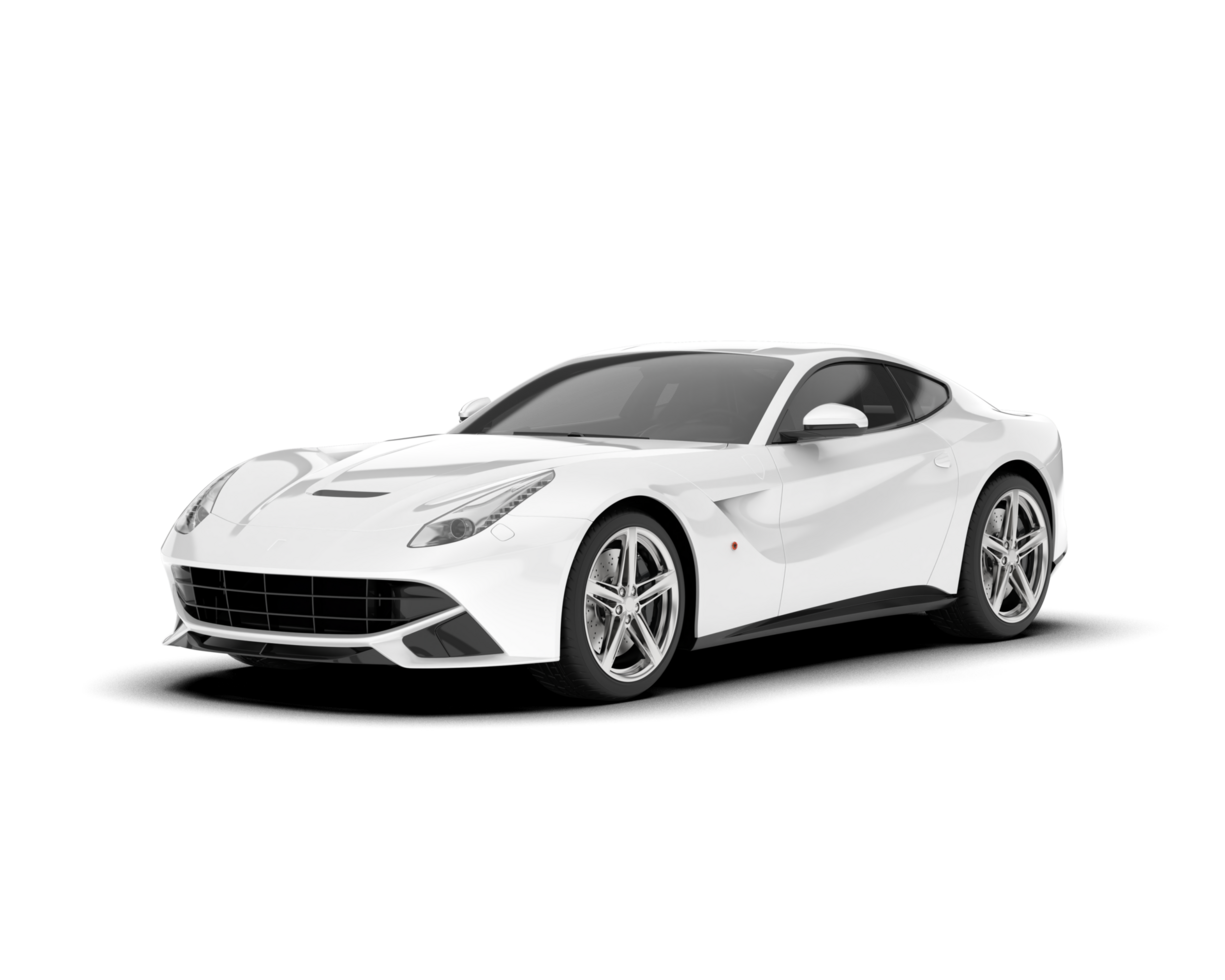 White sport car on transparent background. 3d rendering - illustration png