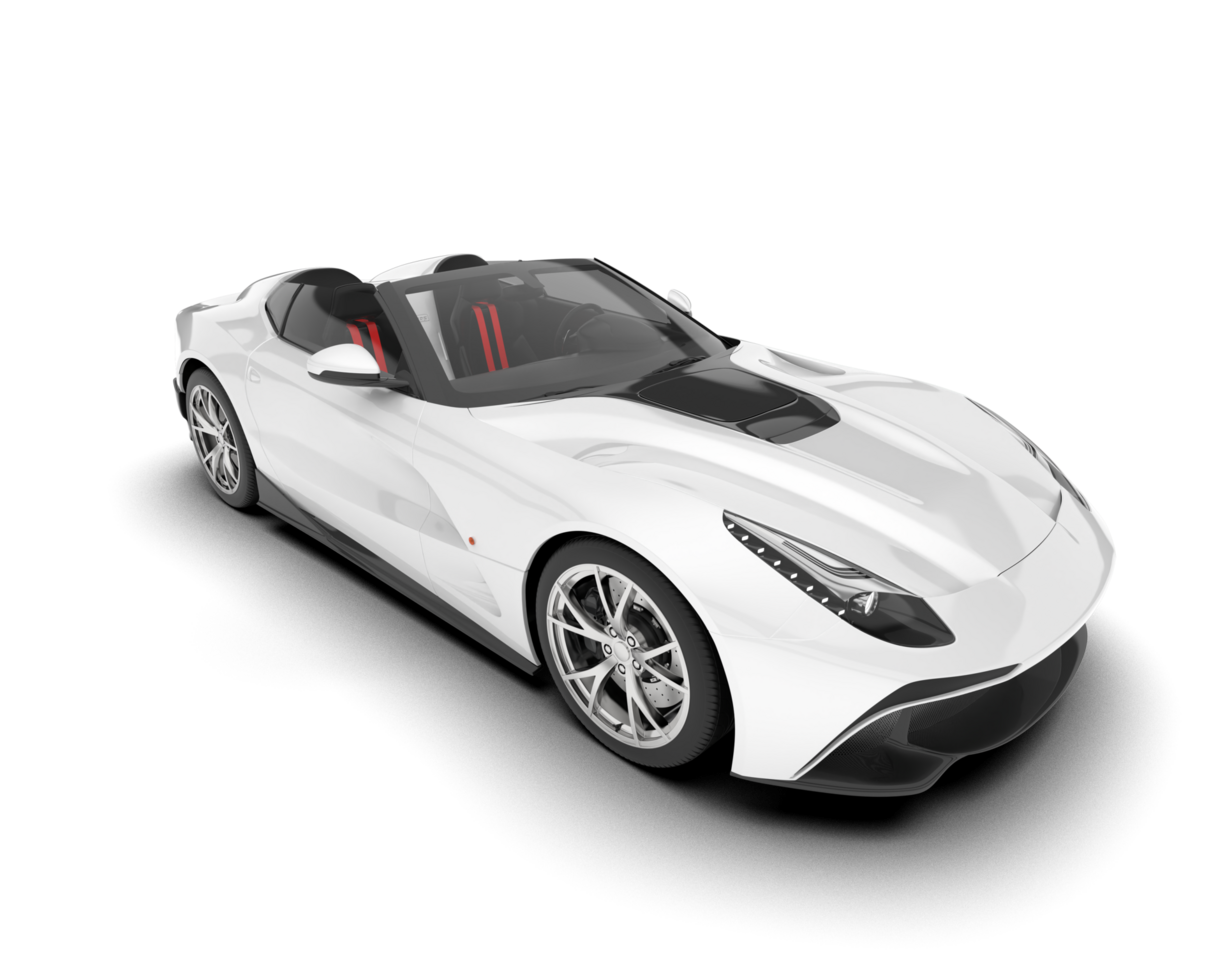 White sport car on transparent background. 3d rendering - illustration png