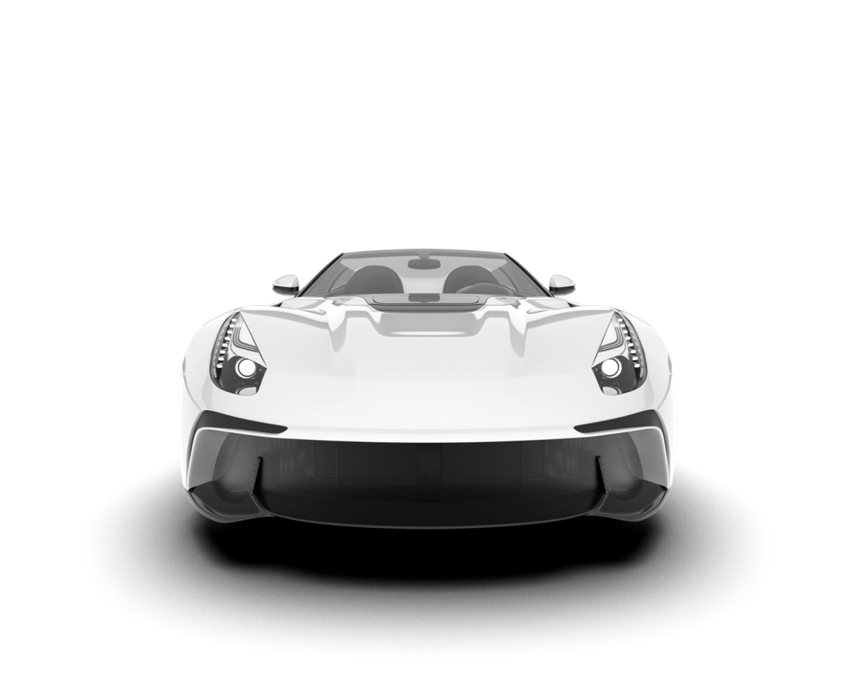 White sport car on transparent background. 3d rendering - illustration png