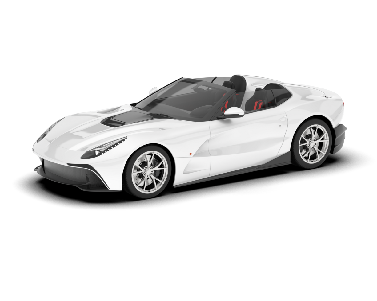 White sport car on transparent background. 3d rendering - illustration png