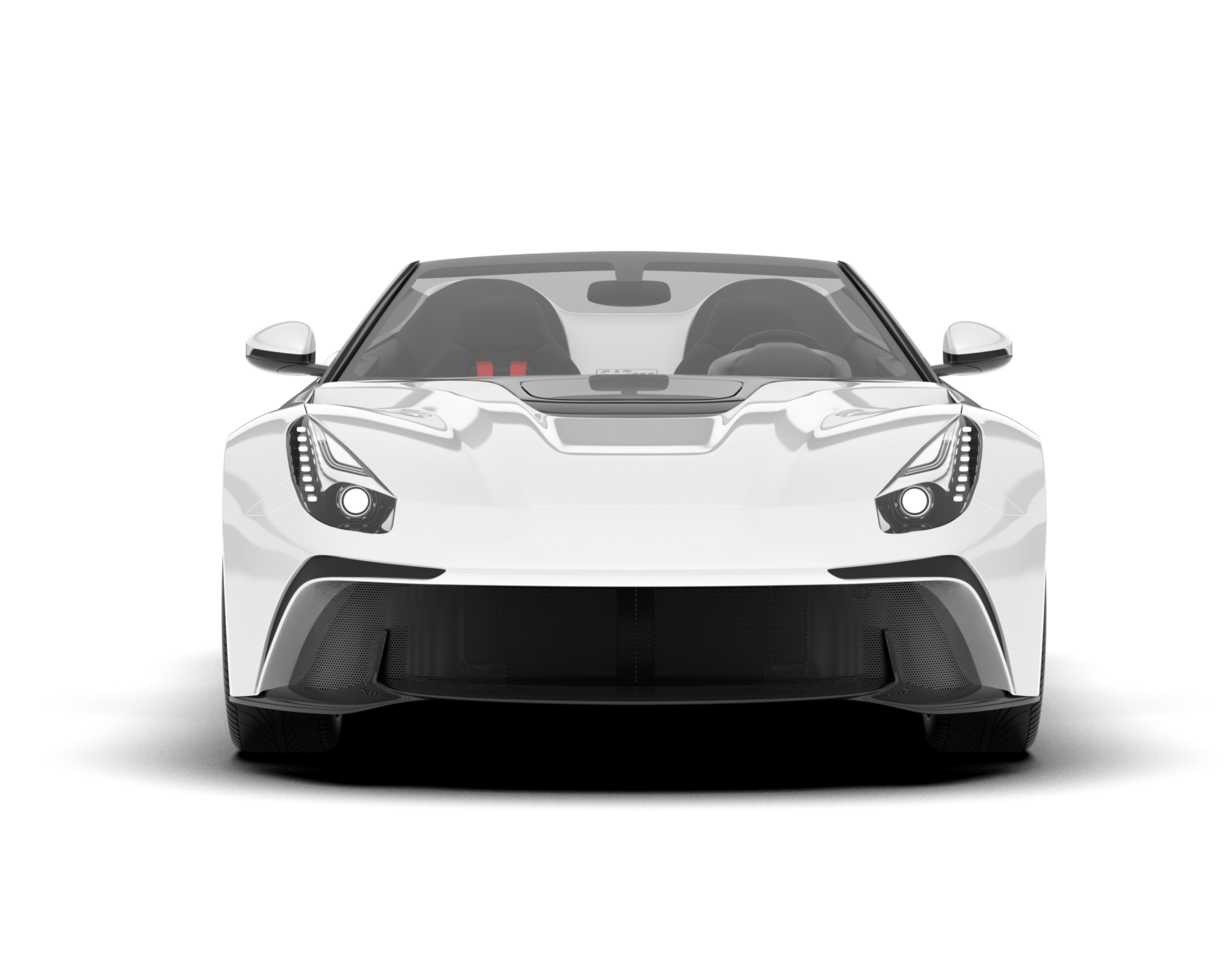 White sport car on transparent background. 3d rendering - illustration png