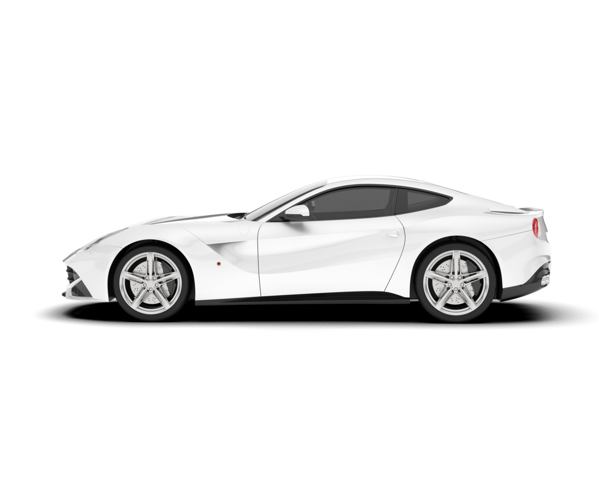 White sport car on transparent background. 3d rendering - illustration png