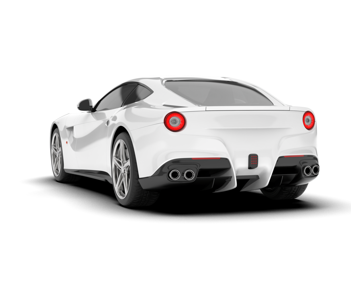 White sport car on transparent background. 3d rendering - illustration png