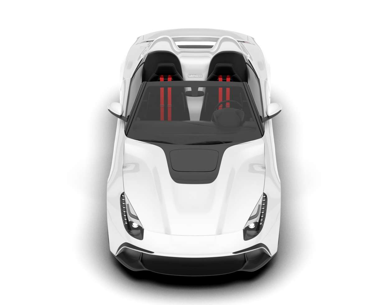 White sport car on transparent background. 3d rendering - illustration png