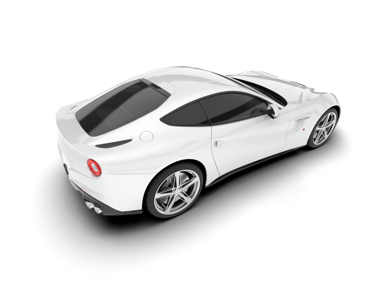 White sport car on transparent background. 3d rendering - illustration png