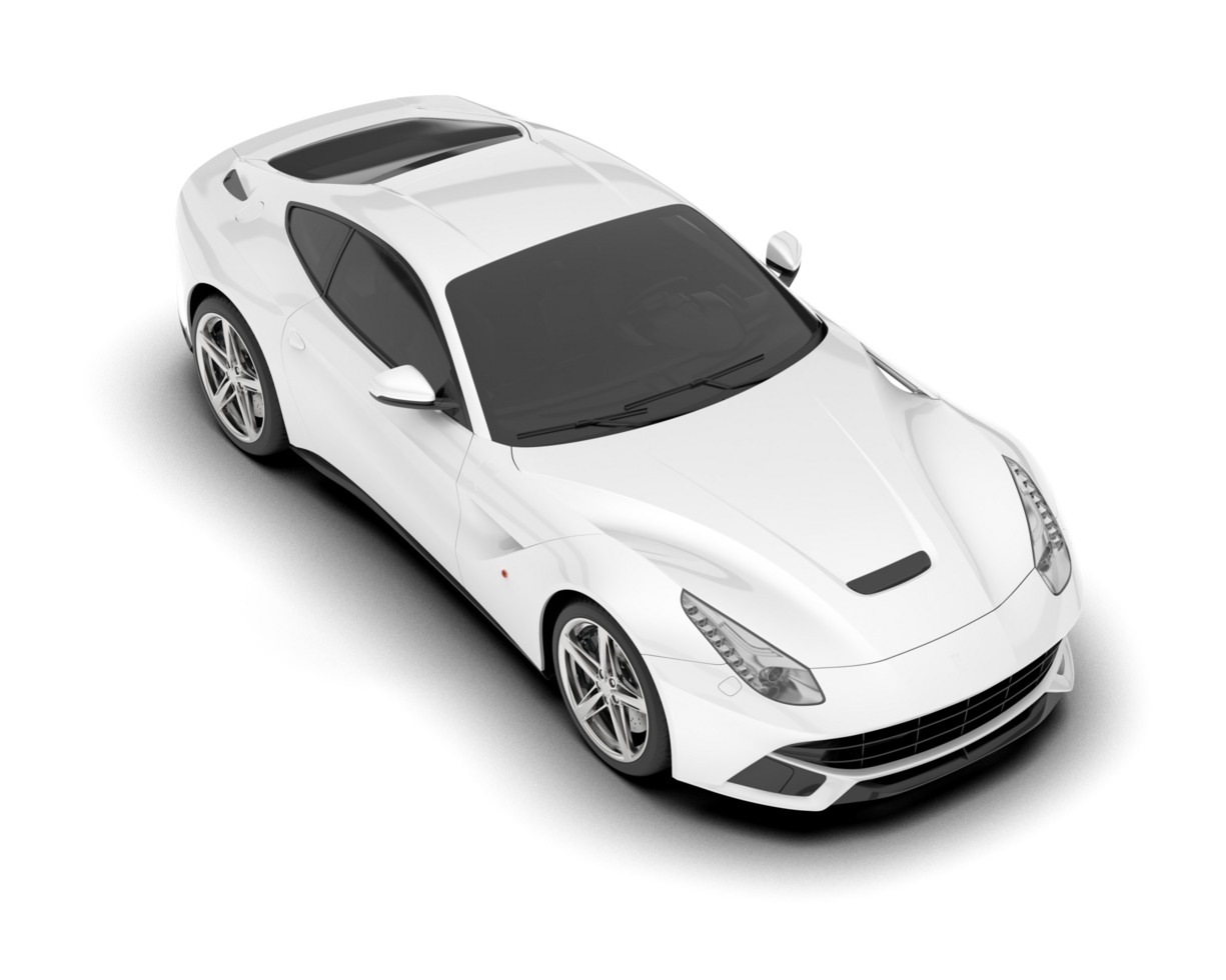 White sport car on transparent background. 3d rendering - illustration png