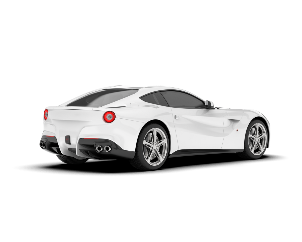 White sport car on transparent background. 3d rendering - illustration png