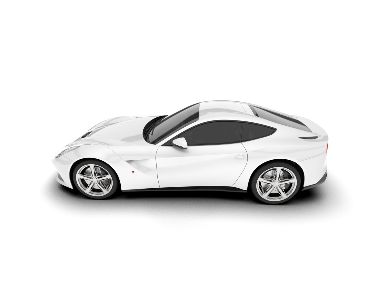White sport car on transparent background. 3d rendering - illustration png