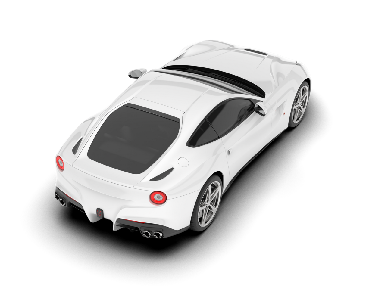 White sport car on transparent background. 3d rendering - illustration png