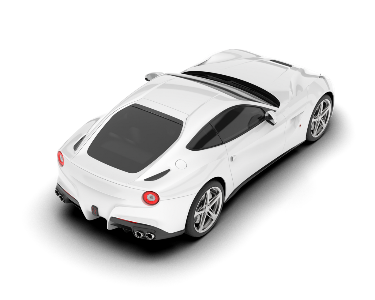 White sport car on transparent background. 3d rendering - illustration png