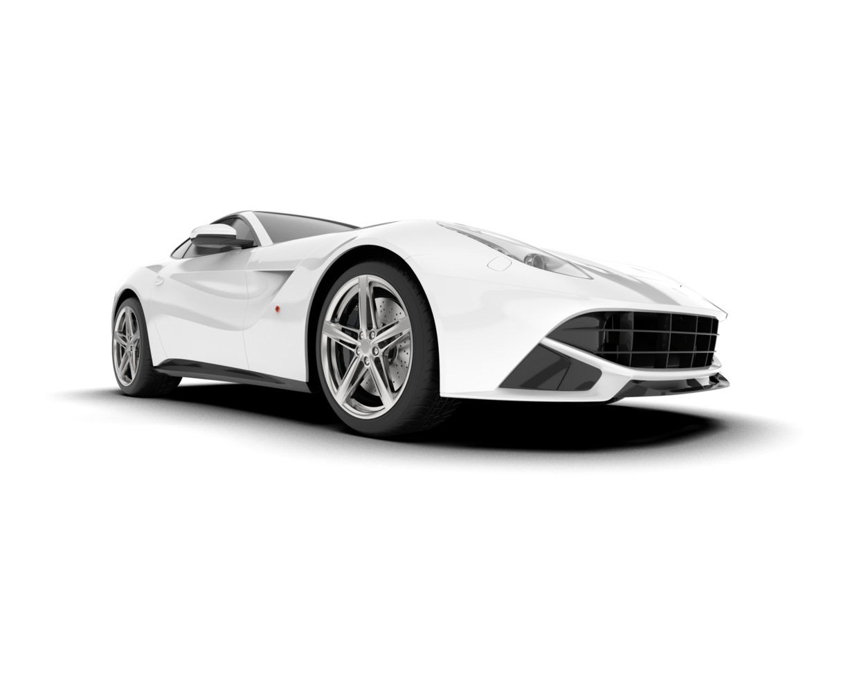 White sport car on transparent background. 3d rendering - illustration png