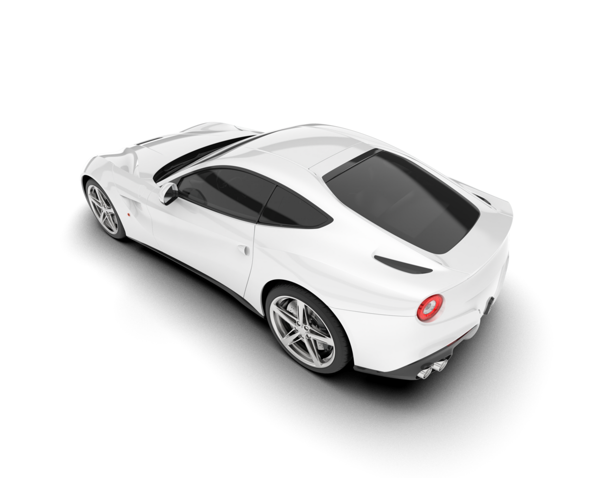 White sport car on transparent background. 3d rendering - illustration png