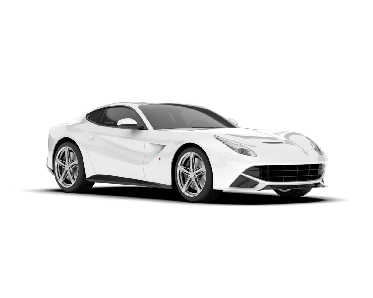 White sport car on transparent background. 3d rendering - illustration png