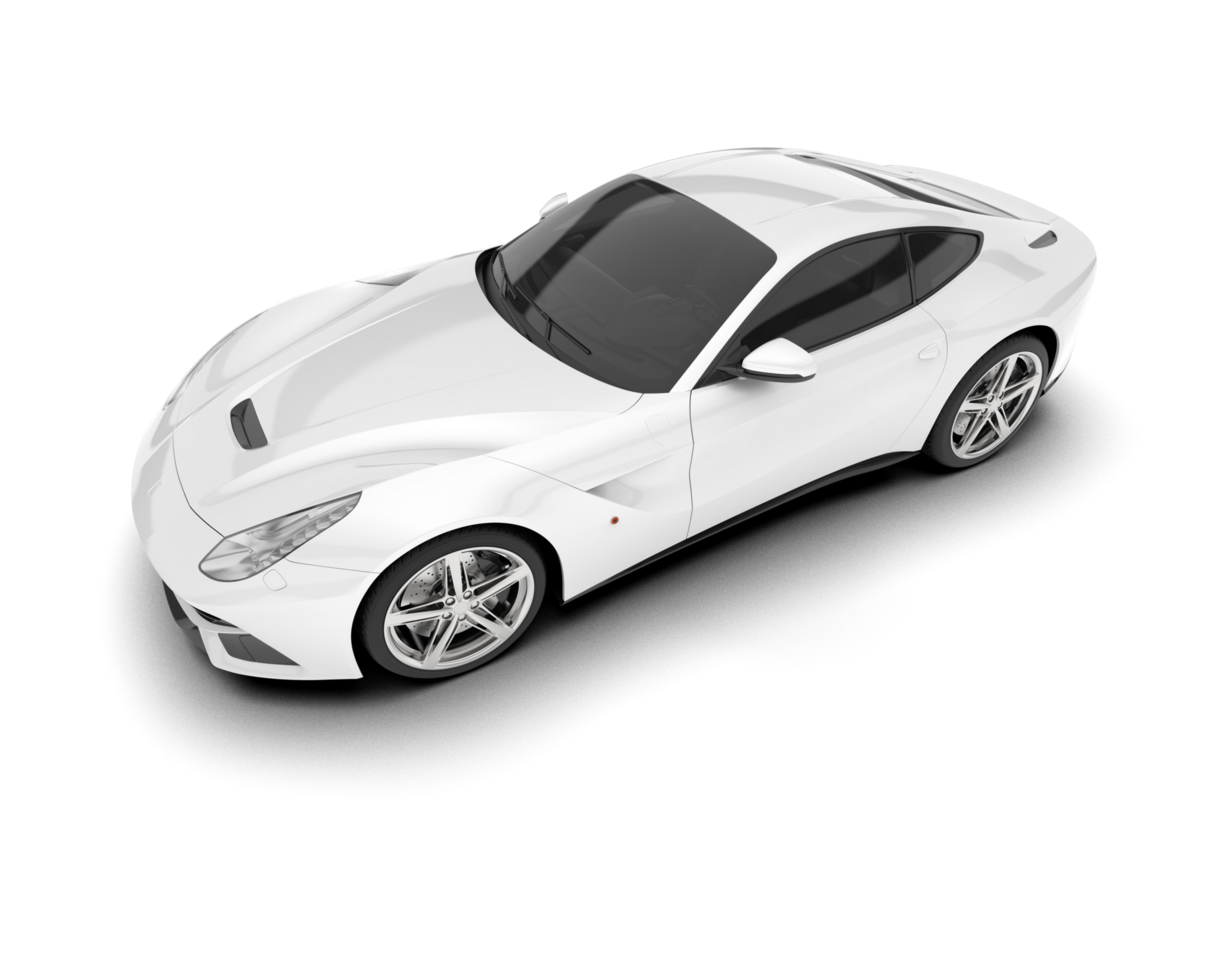 White sport car on transparent background. 3d rendering - illustration png