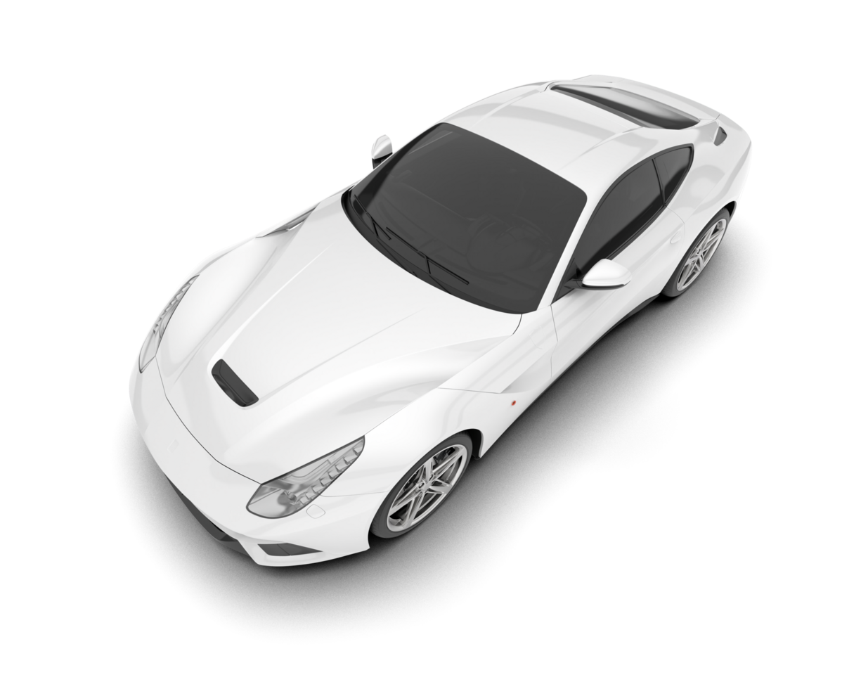 White sport car on transparent background. 3d rendering - illustration png