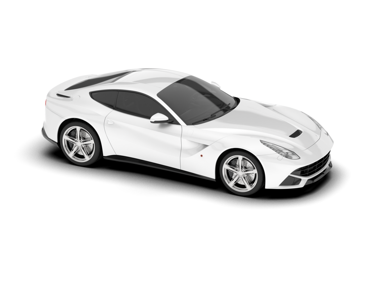 White sport car on transparent background. 3d rendering - illustration png