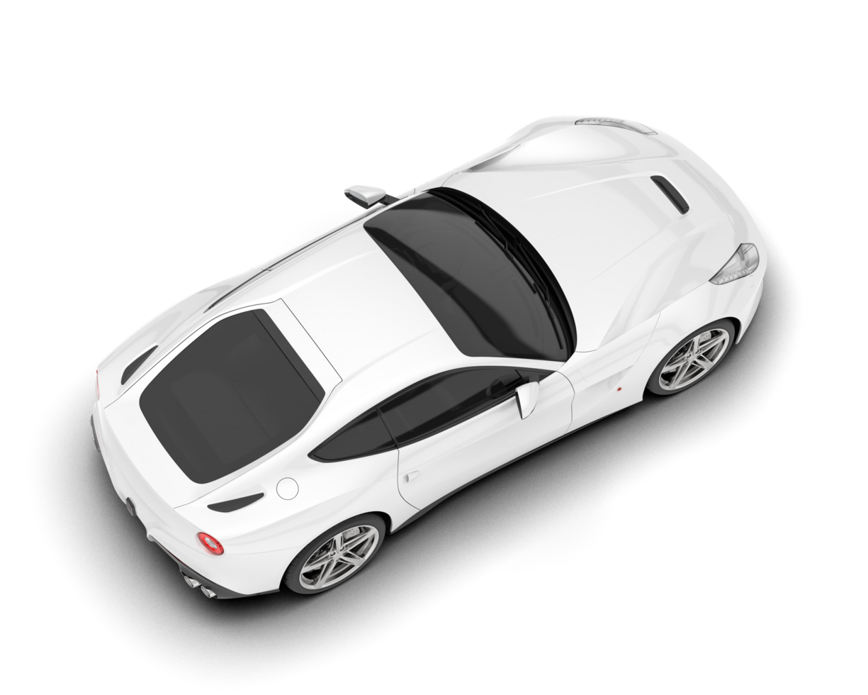 White sport car on transparent background. 3d rendering - illustration png