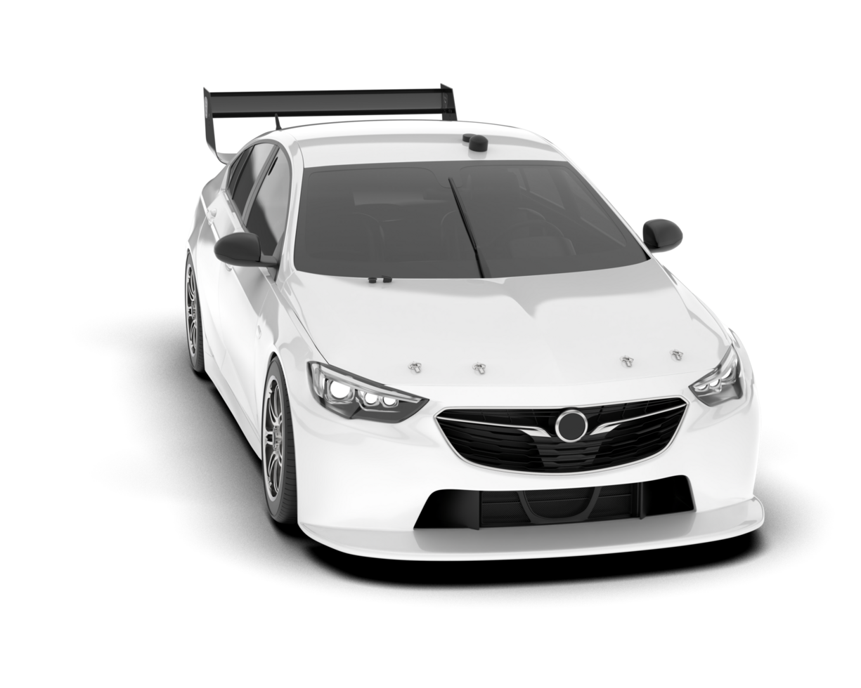 White sport car on transparent background. 3d rendering - illustration png