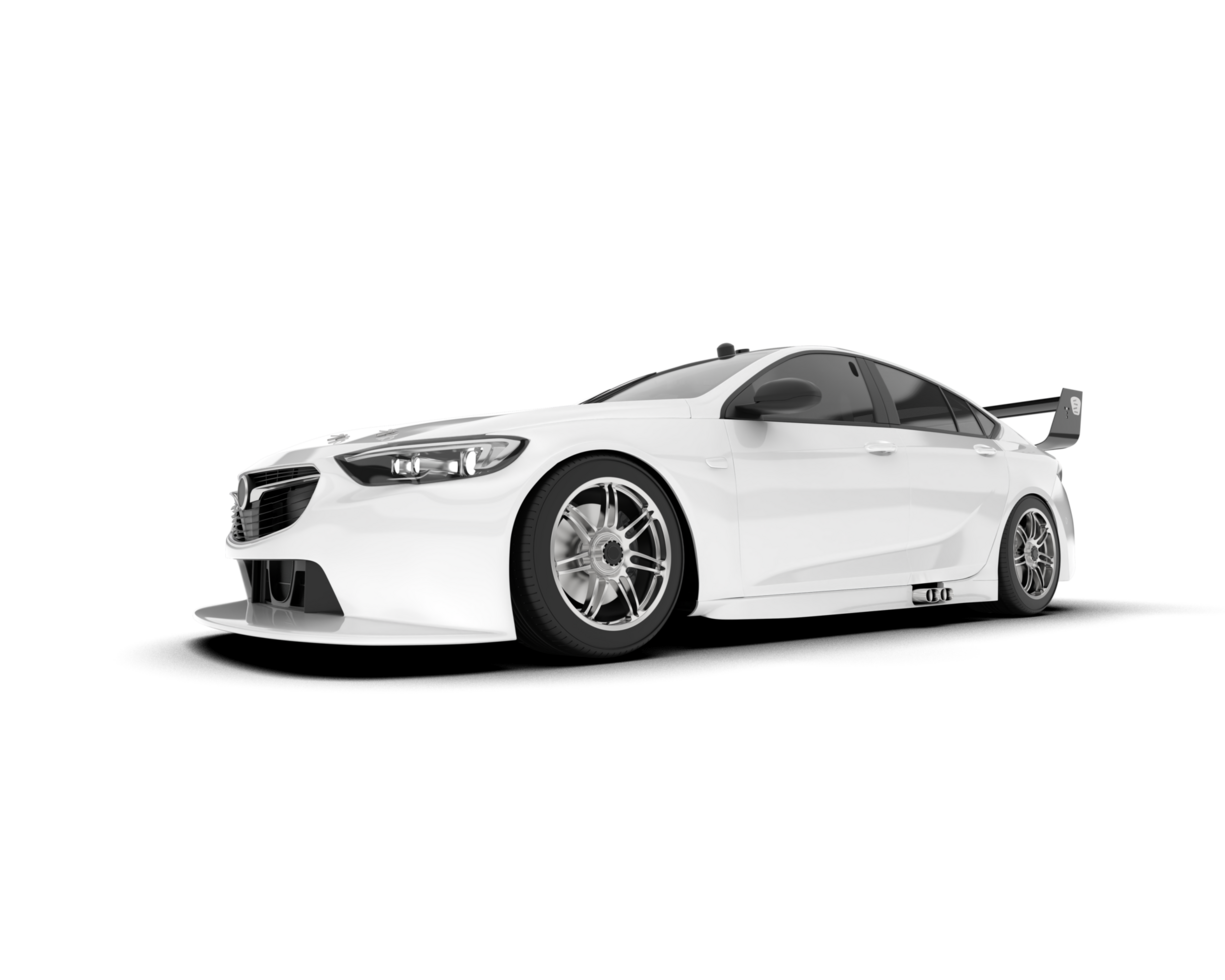 White sport car on transparent background. 3d rendering - illustration png