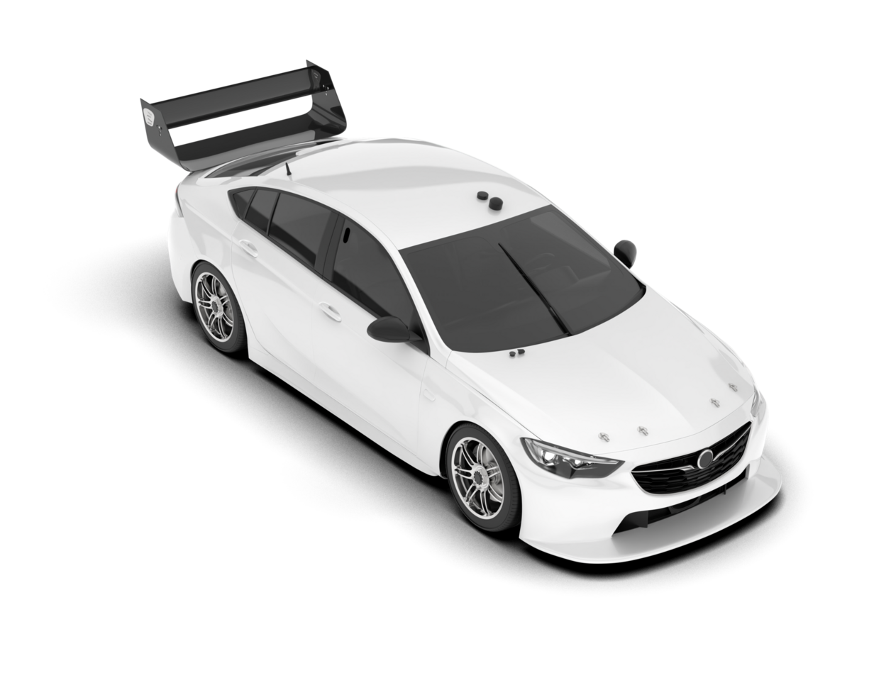 White sport car on transparent background. 3d rendering - illustration png