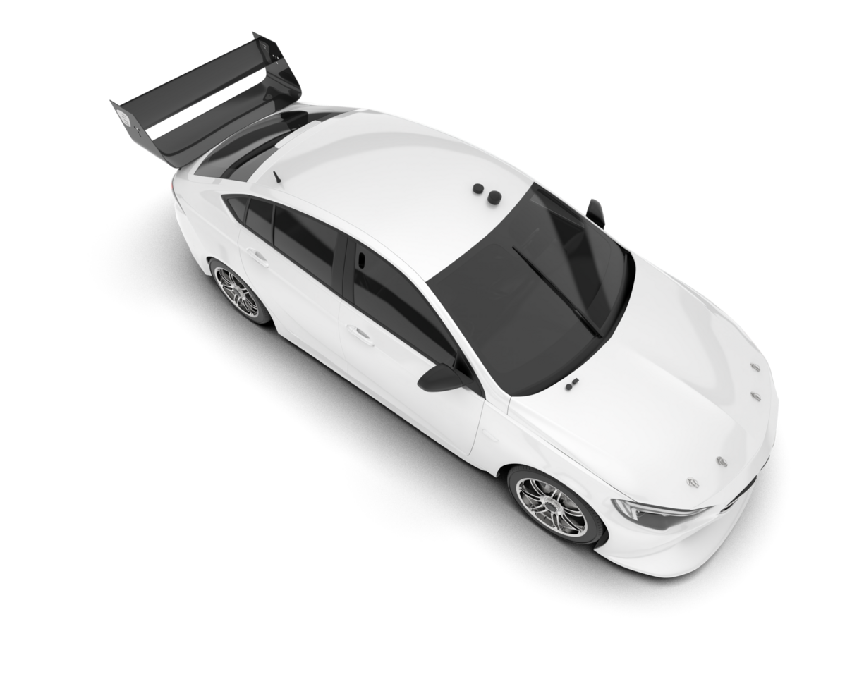 White sport car on transparent background. 3d rendering - illustration png