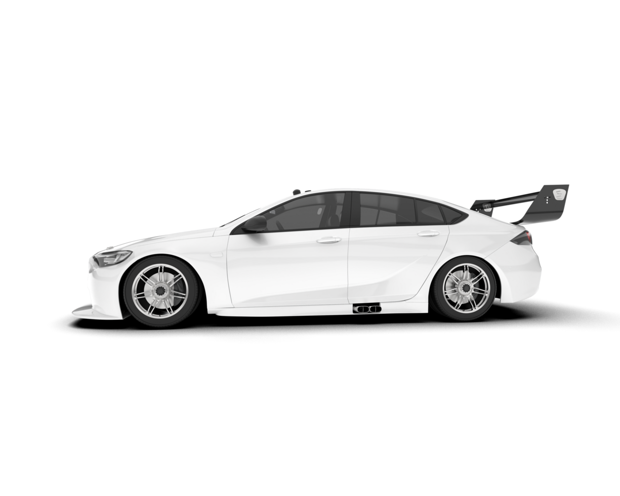 White sport car on transparent background. 3d rendering - illustration png