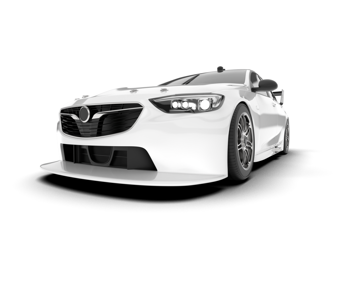White sport car on transparent background. 3d rendering - illustration png