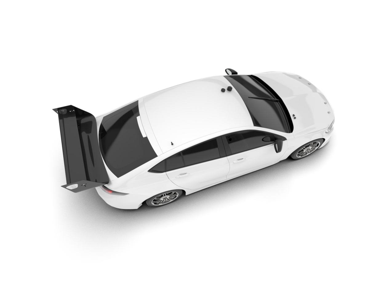 White sport car on transparent background. 3d rendering - illustration png