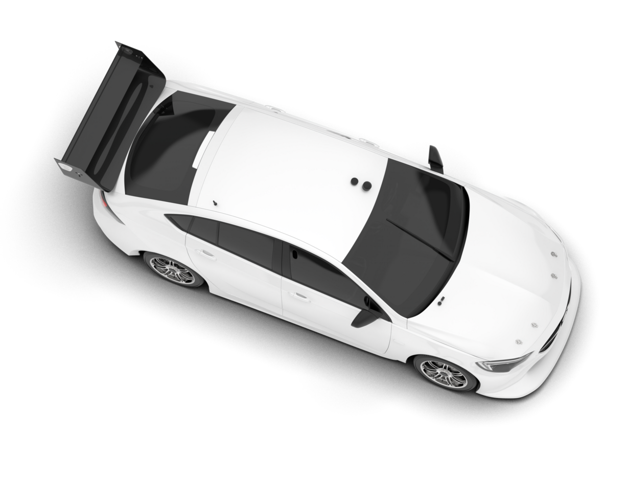 White sport car on transparent background. 3d rendering - illustration png