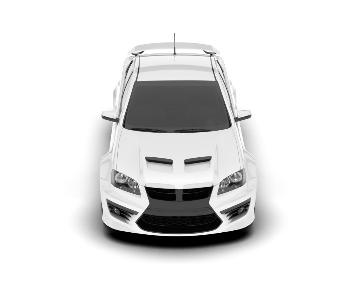 White sport car on transparent background. 3d rendering - illustration png