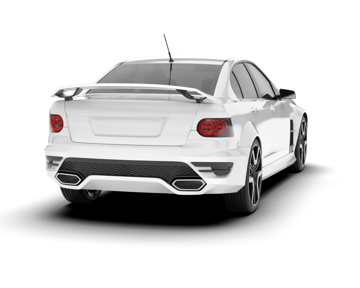 White sport car on transparent background. 3d rendering - illustration png