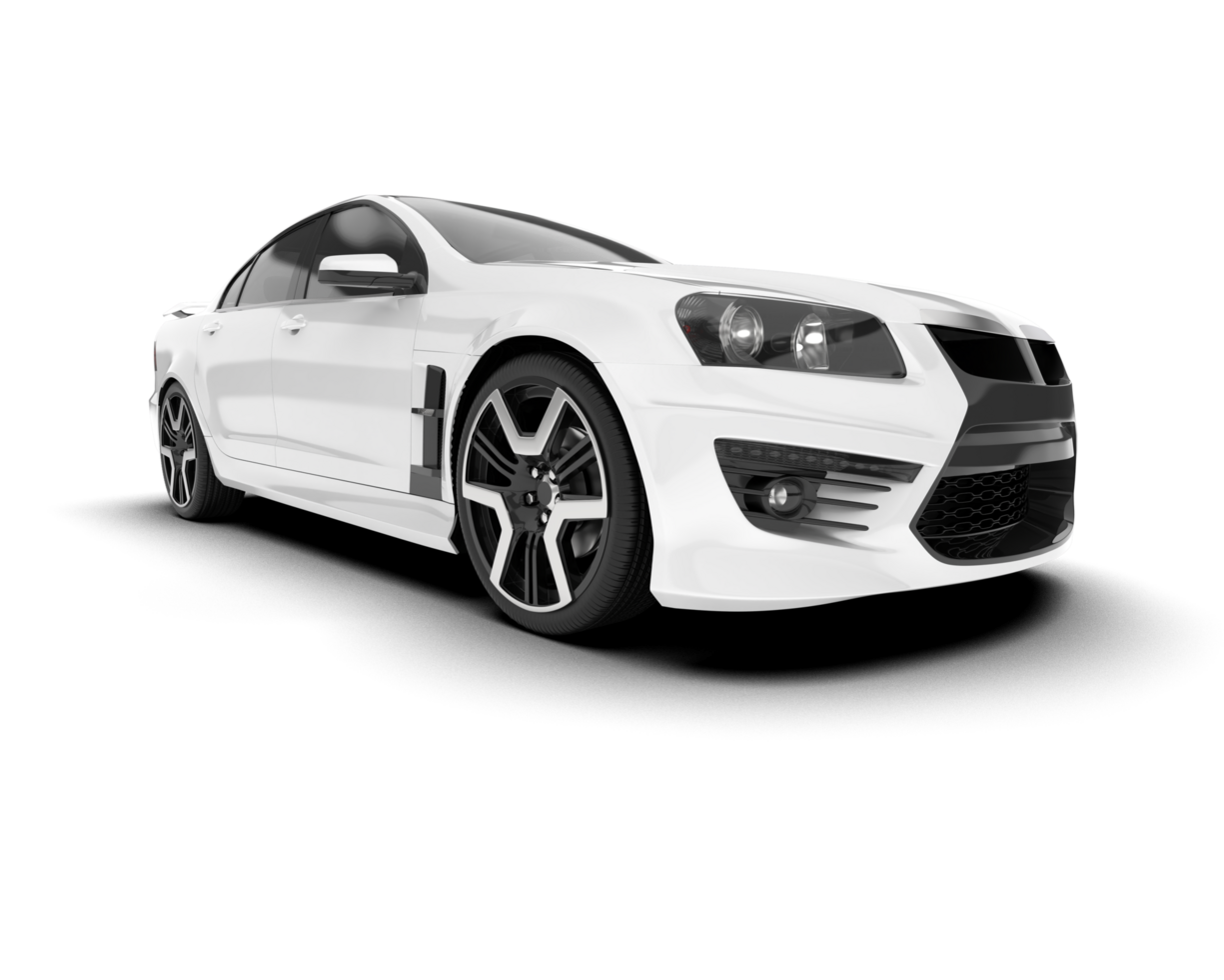 White sport car on transparent background. 3d rendering - illustration png