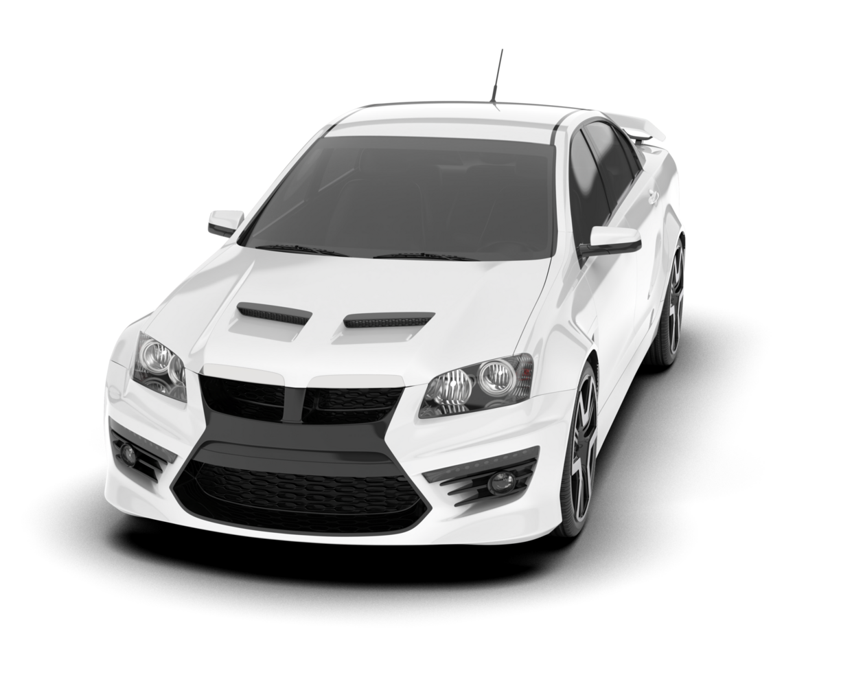 White sport car on transparent background. 3d rendering - illustration png