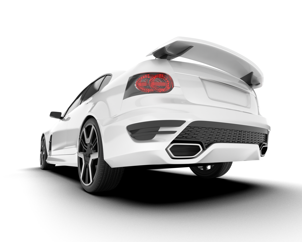 White sport car on transparent background. 3d rendering - illustration png