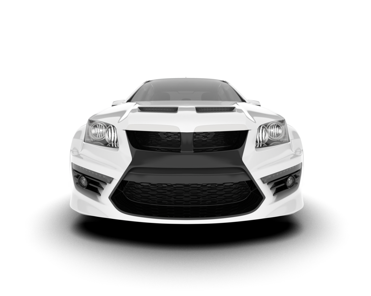 White sport car on transparent background. 3d rendering - illustration png