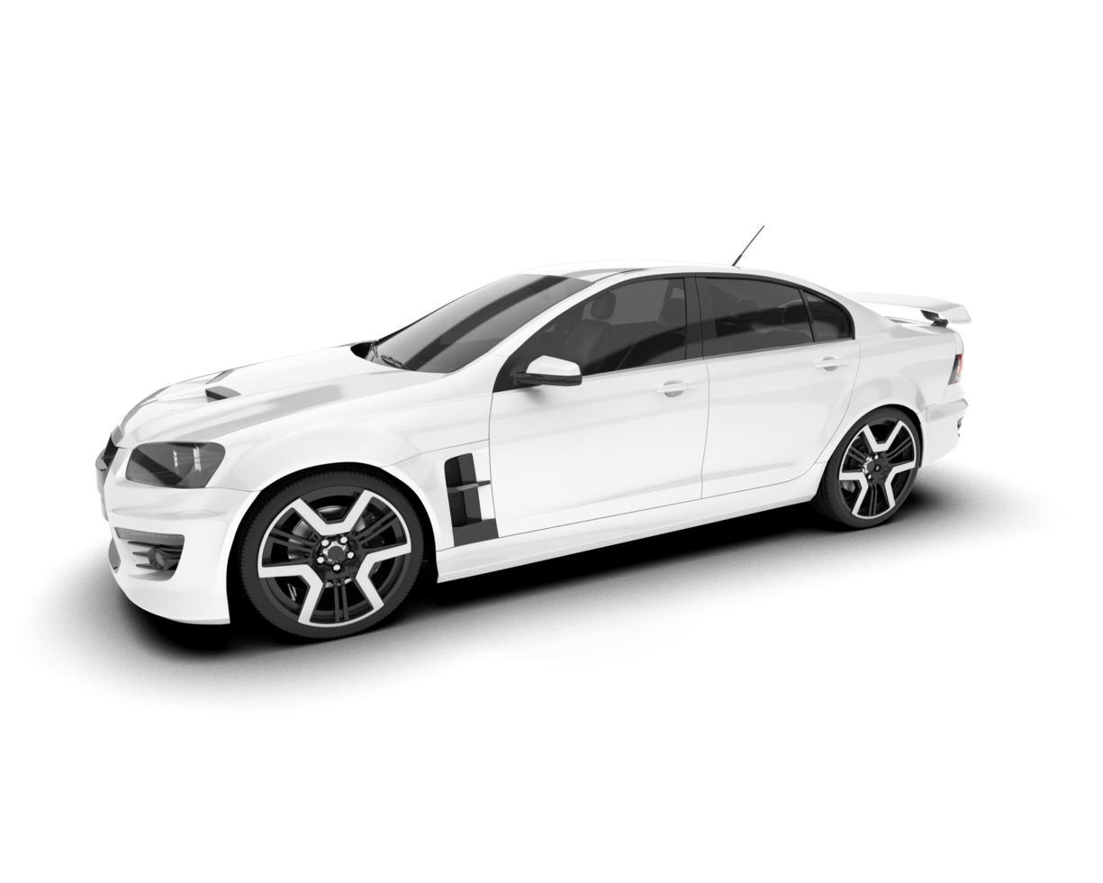 White sport car on transparent background. 3d rendering - illustration png