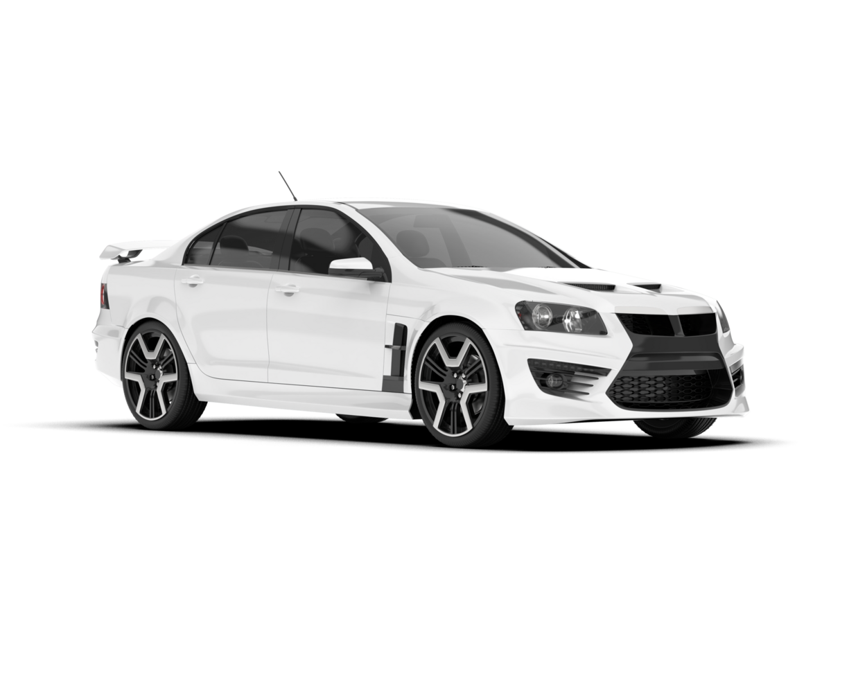 White sport car on transparent background. 3d rendering - illustration png
