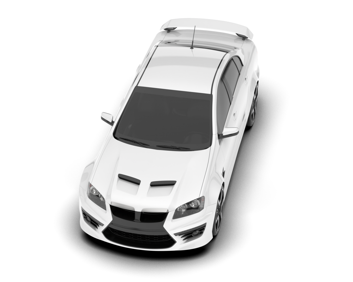 White sport car on transparent background. 3d rendering - illustration png