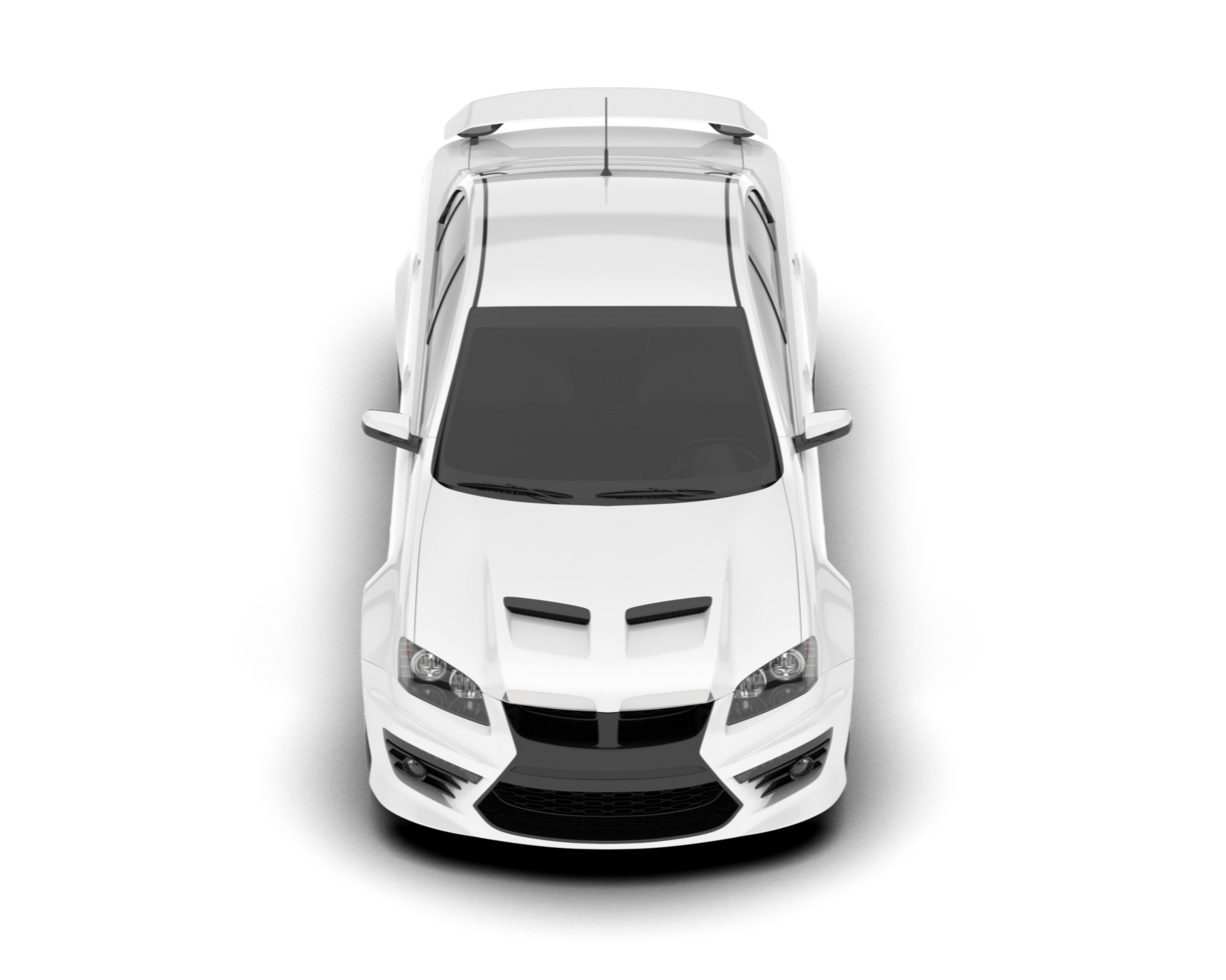 White sport car on transparent background. 3d rendering - illustration png