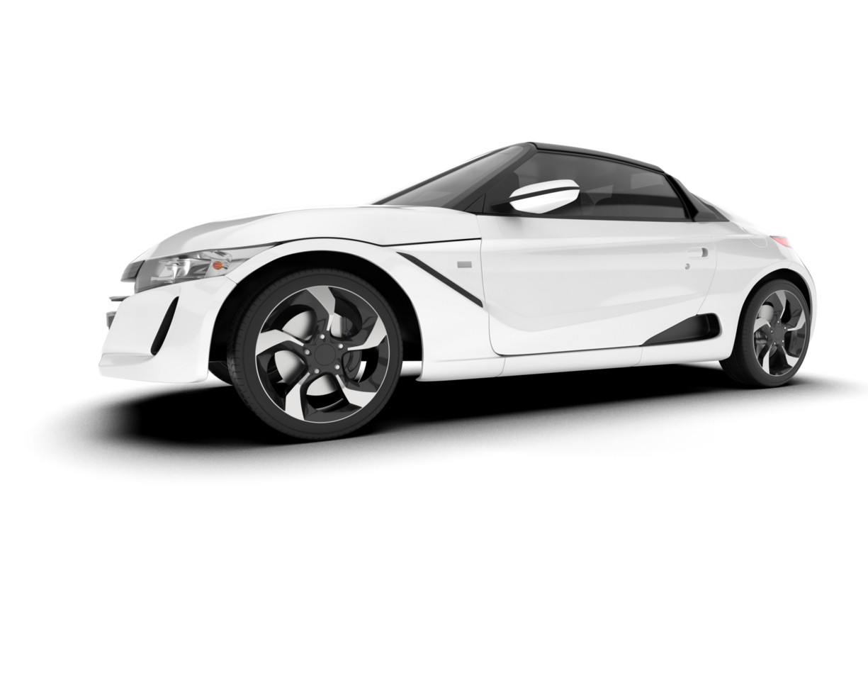 White sport car on transparent background. 3d rendering - illustration png